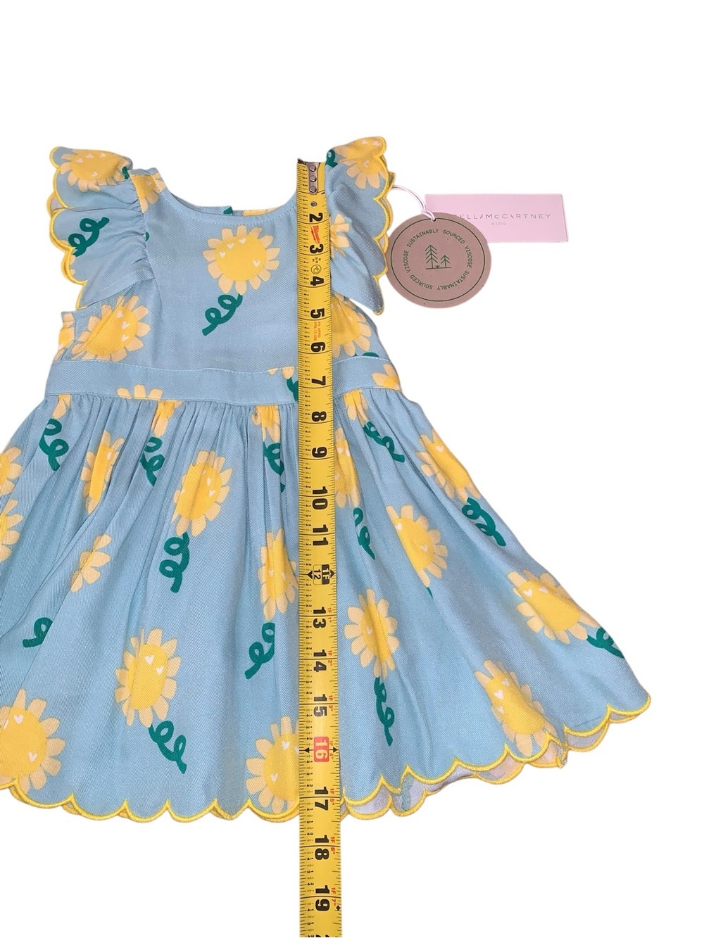 🌻 Stella McCartney Kids NWT Sunflower Scallop Dress - 9M - Picture 4 of 10